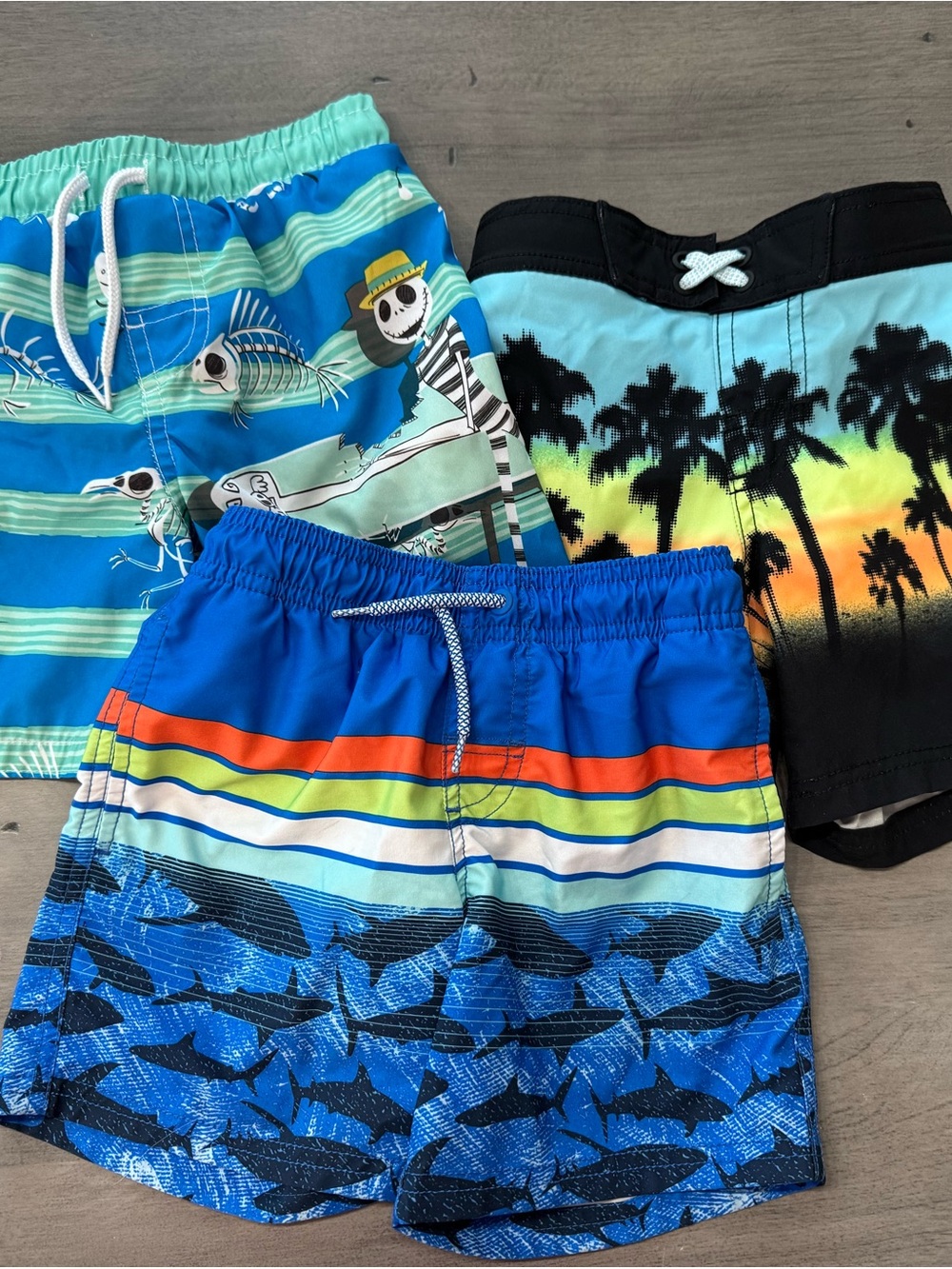 Kids Swim Shorts - Elastic Waist 3 pairs